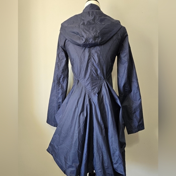 ZAC POSEN Designer Navy Blue Fit And Flare Lightweight Jacket With Hood. XS - Picture 6 of 14